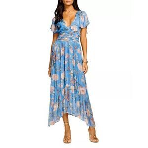 Ramy Brook Joan Floral Metallic Thread Dress Sz XS